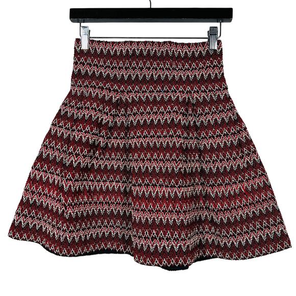 H&M Thick Embroidered Skater Skirt Elastic Waist Red White Black - S - Picture 1 of 5